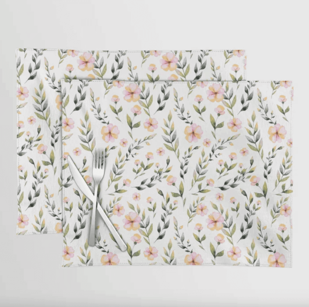 Watercolor floral placemats